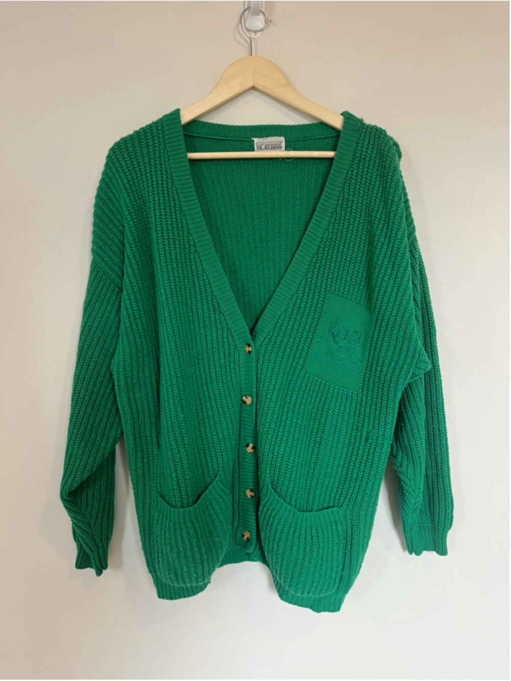 Vintage 19th Avenue Green Knit Cardigan Sweater Chunky Oversized Slouchy